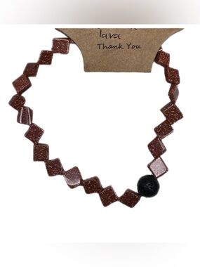 Gold Stone lava  8mm bracelet stretch handmade man made